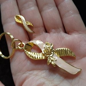 Vintage Avon Breast Cancer Awareness Pin & Key Chain